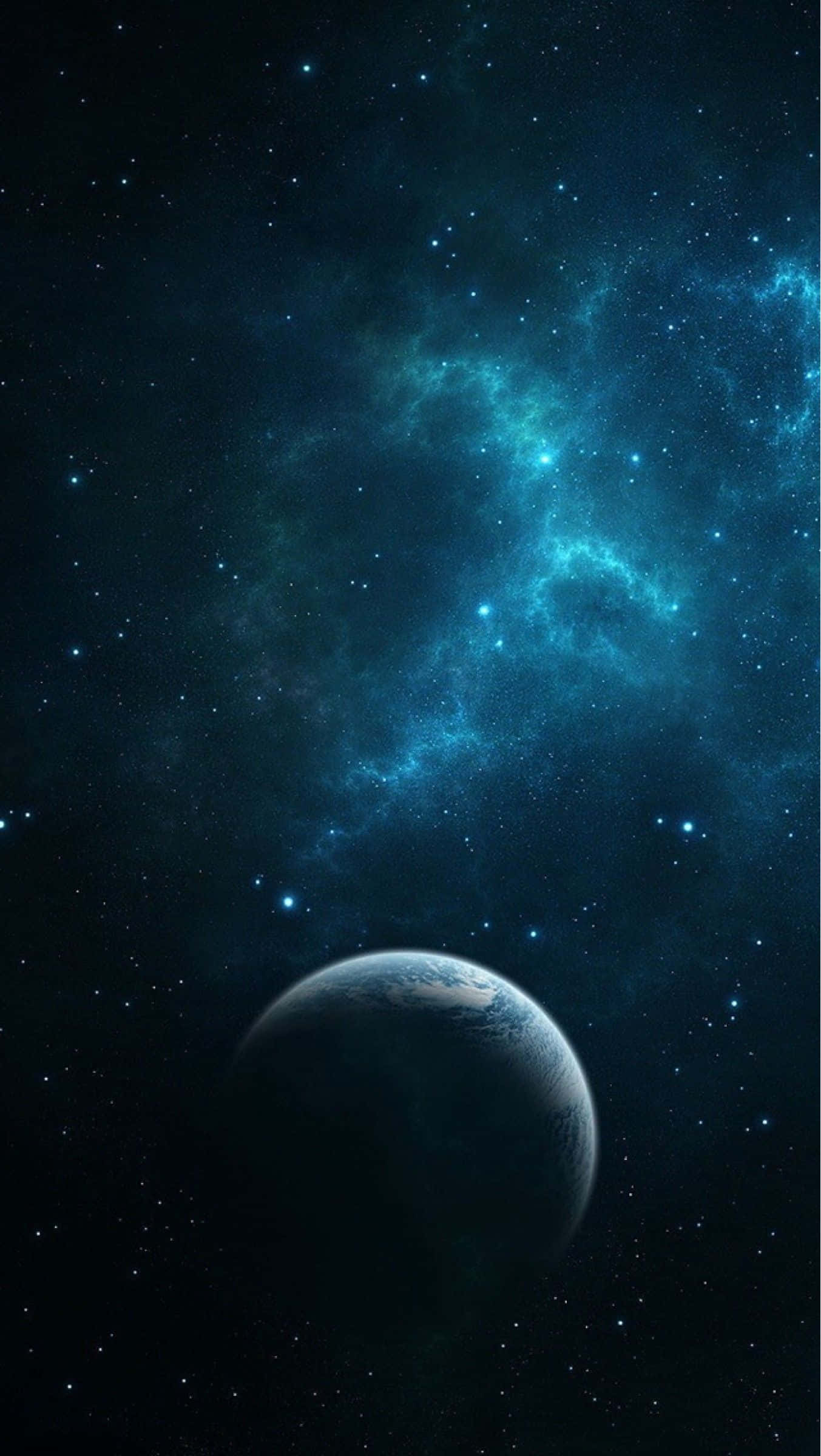 iPhone Earth, glowing blue nebula, distant planet, Full HD Phone Wallpaper