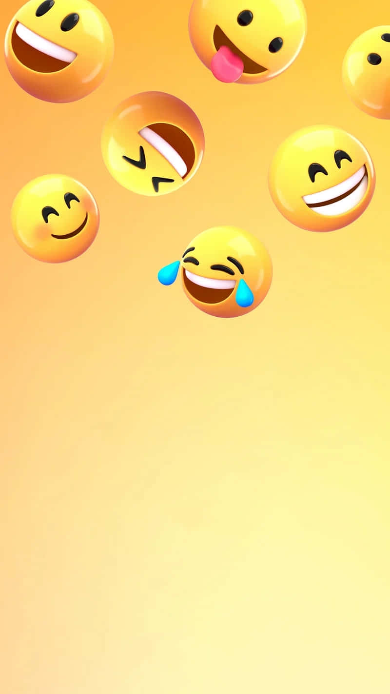 3d-rendered emojis, joyful expressions, warm gradient yellow background, HD Phone Wallpaper