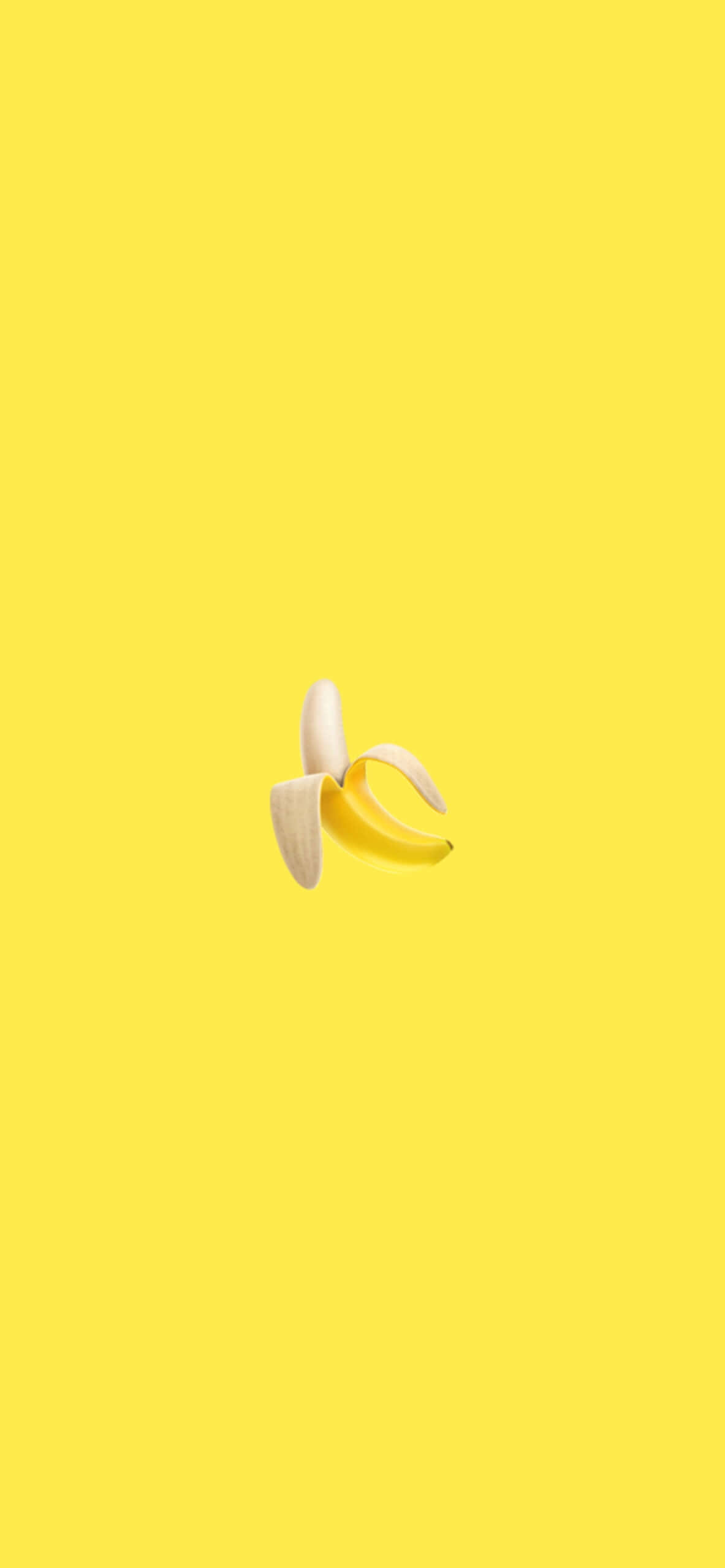 peeled banana, curved peel, solid bright yellow background, 2K Phone Wallpaper