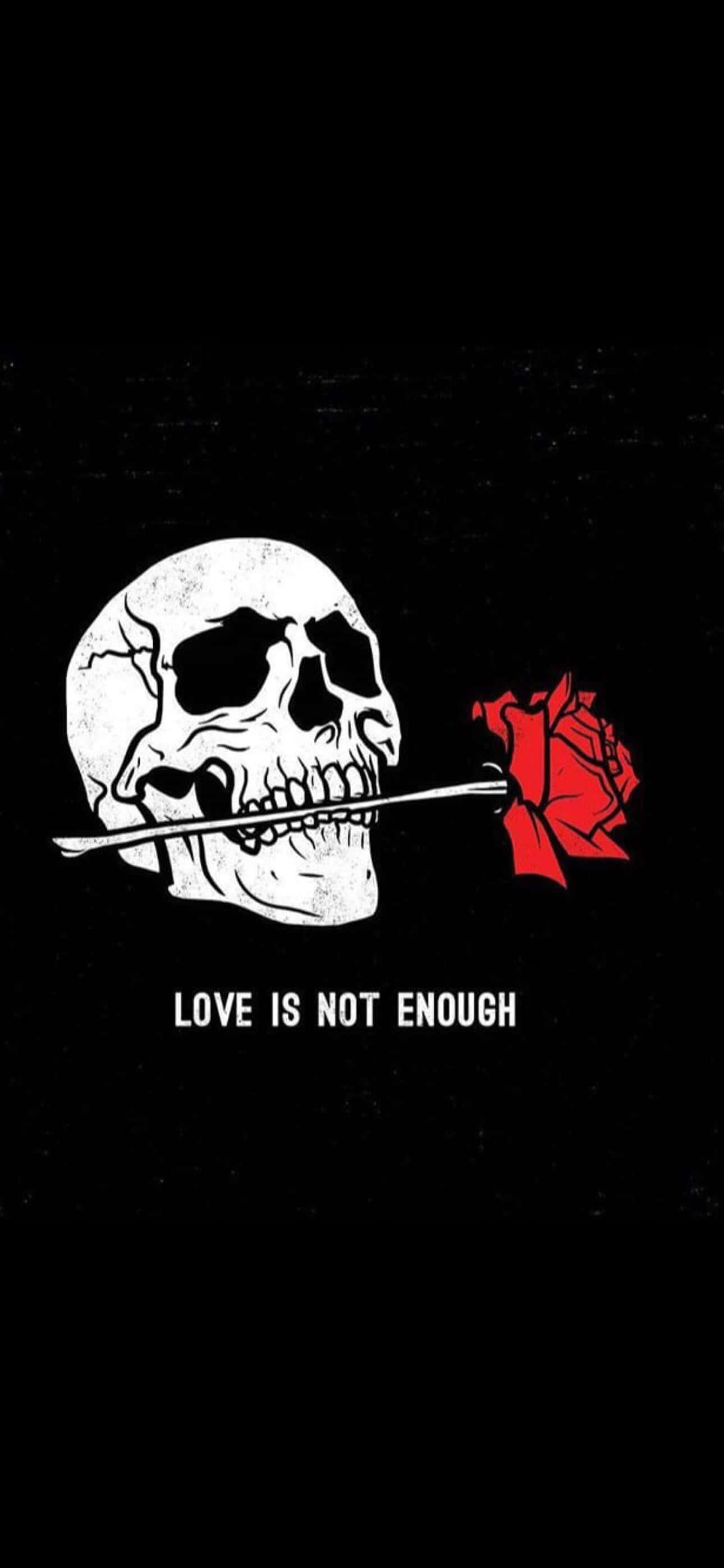 Emo iPhone, white skull, red rose, 2K Phone Wallpaper