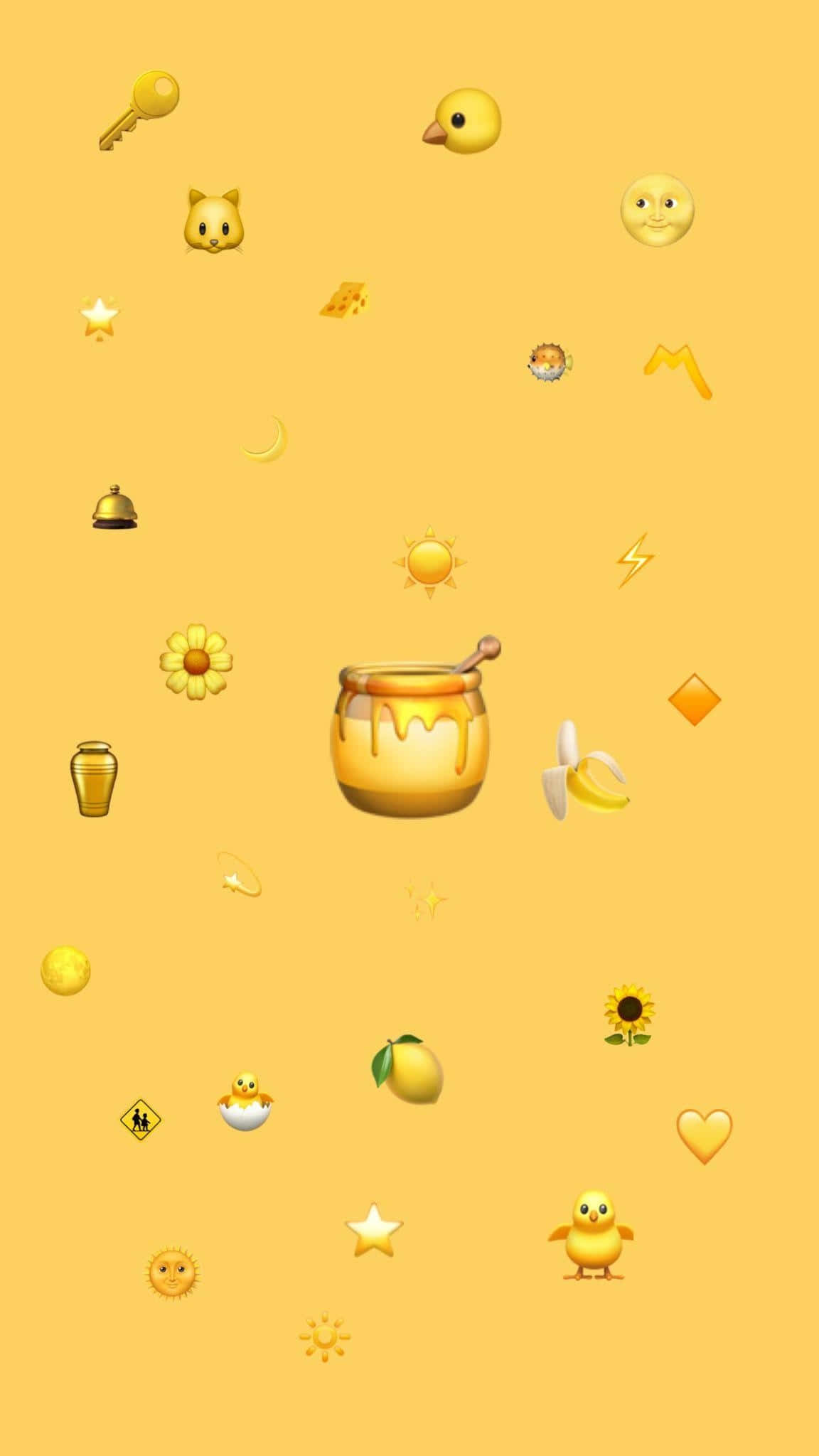 yellow emoji, honey jar emoji, chick icons, Full HD Phone Wallpaper