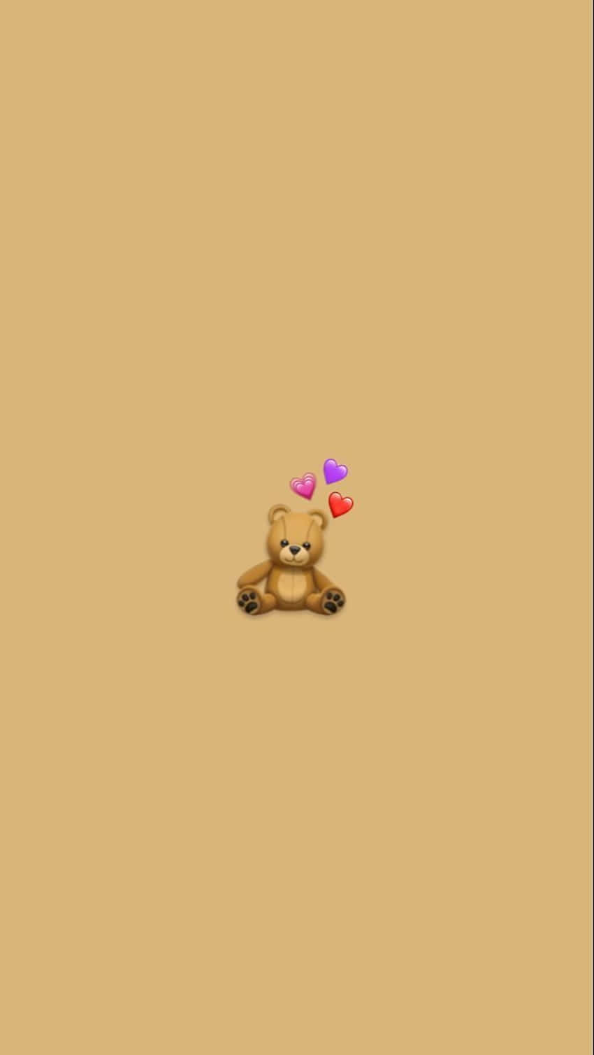 Loving Teddy Bear Emoji, brown teddy bear, tan background, HD Phone Wallpaper