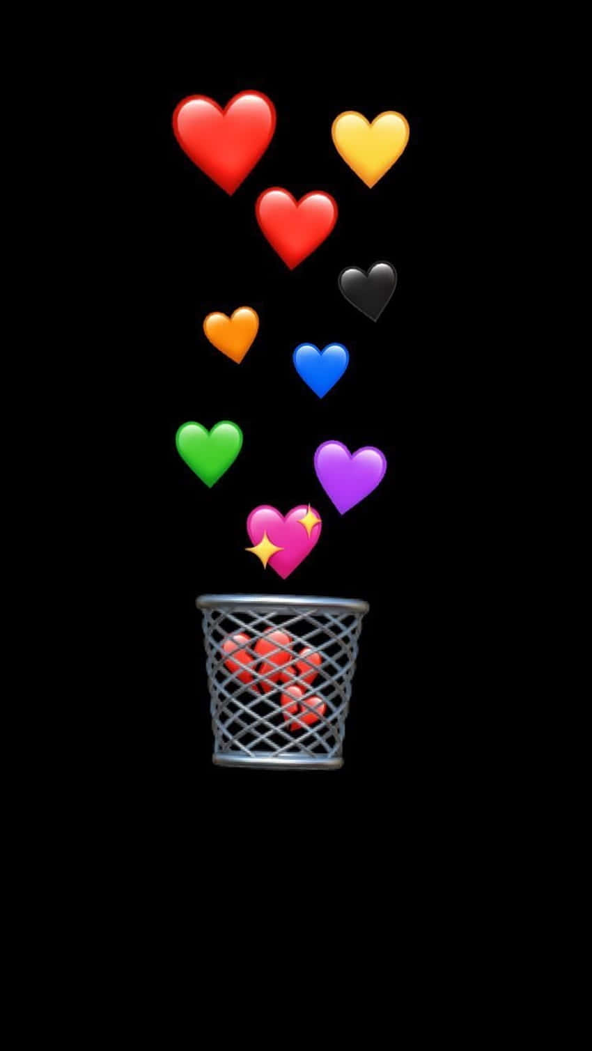 colorful hearts, rainbow colors, metal trash can, HD Phone Wallpaper