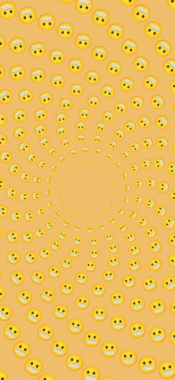 yellow grinning emojis, warm orange background, spiral, HD Phone Wallpaper