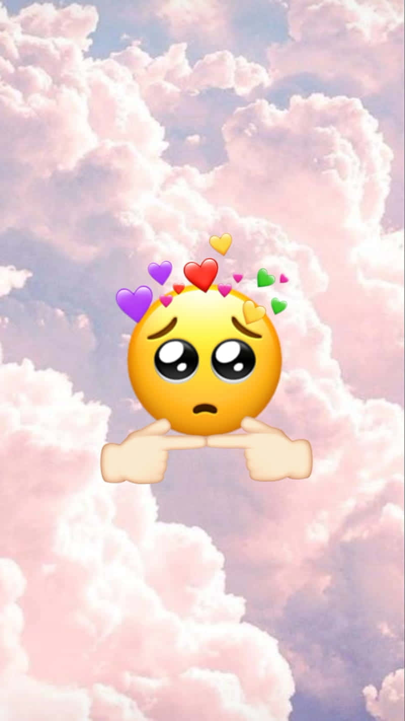 love struck emoji, hearts, soft pink, HD Phone Wallpaper