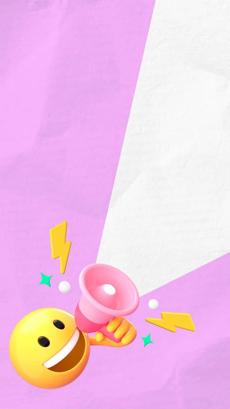 Excited Emoji, megaphone, purple background, HD Phone Wallpaper