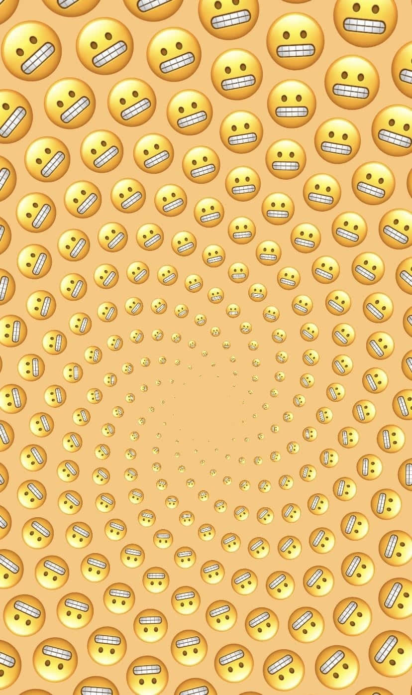 emoji spiral pattern, grinning yellow emojis, warm beige background, HD Phone Wallpaper