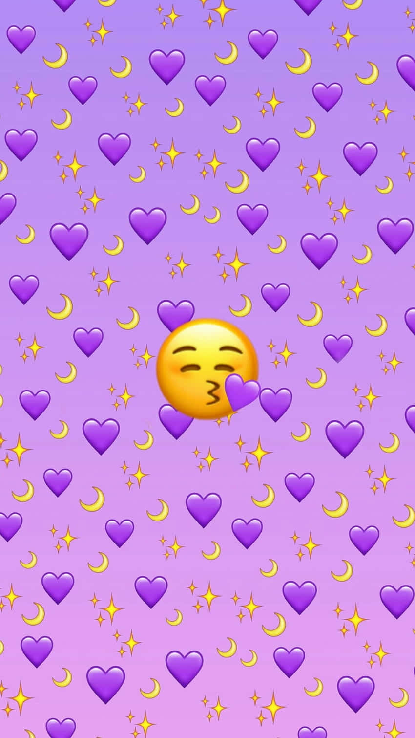 purple, hearts, moons, HD Phone Wallpaper
