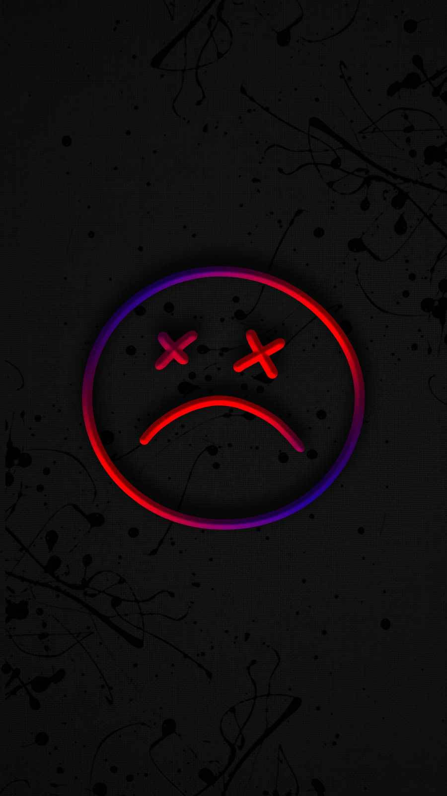 sad emoji face, glowing red and purple, X eyes, HD Phone Wallpaper