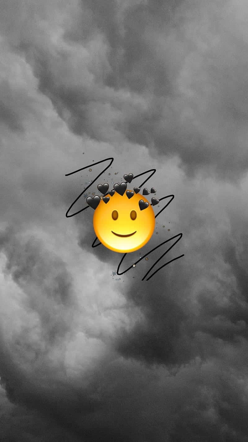 Smiling Sun Emoji, overcast sky, dark storm clouds, HD Phone Wallpaper