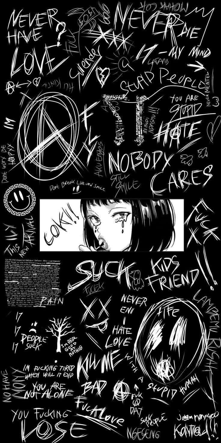 Emo iPhone, graffiti wall, angry scribbles, HD Phone Wallpaper