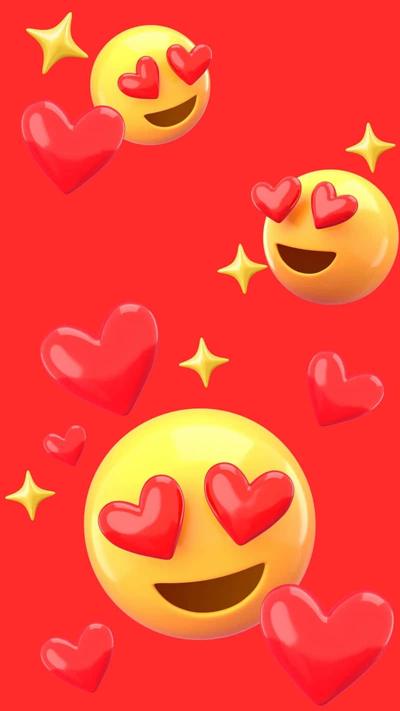 Love Struck Emoji, heart-eyed emojis, red hearts, HD Phone Wallpaper