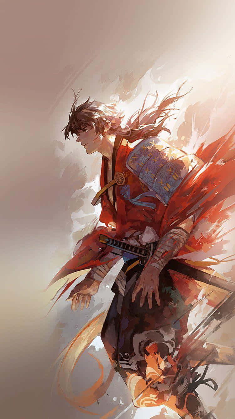 iPhone 11, red anime, samurai warrior, HD Phone Wallpaper