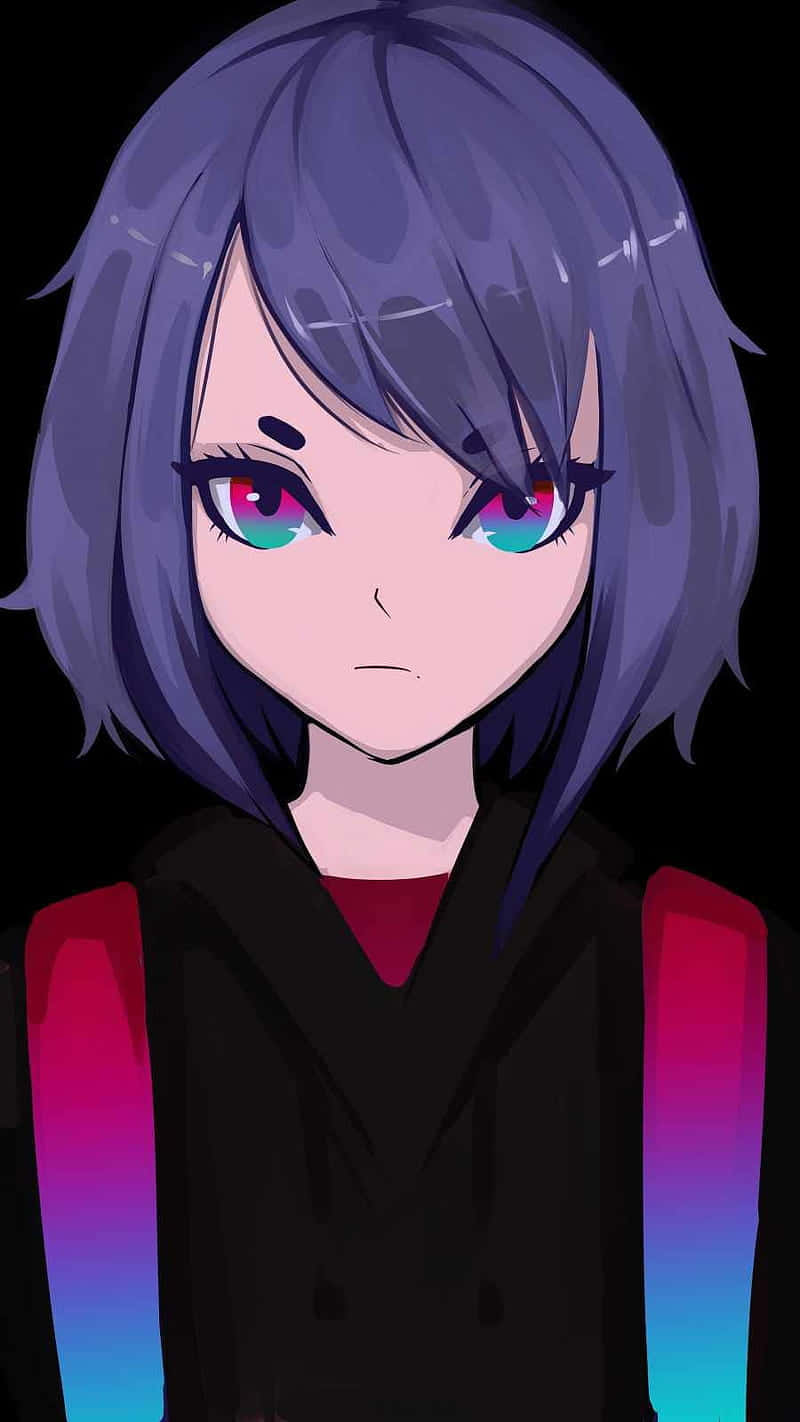 iPhone 12, anime girl, purple hair, HD Phone Wallpaper