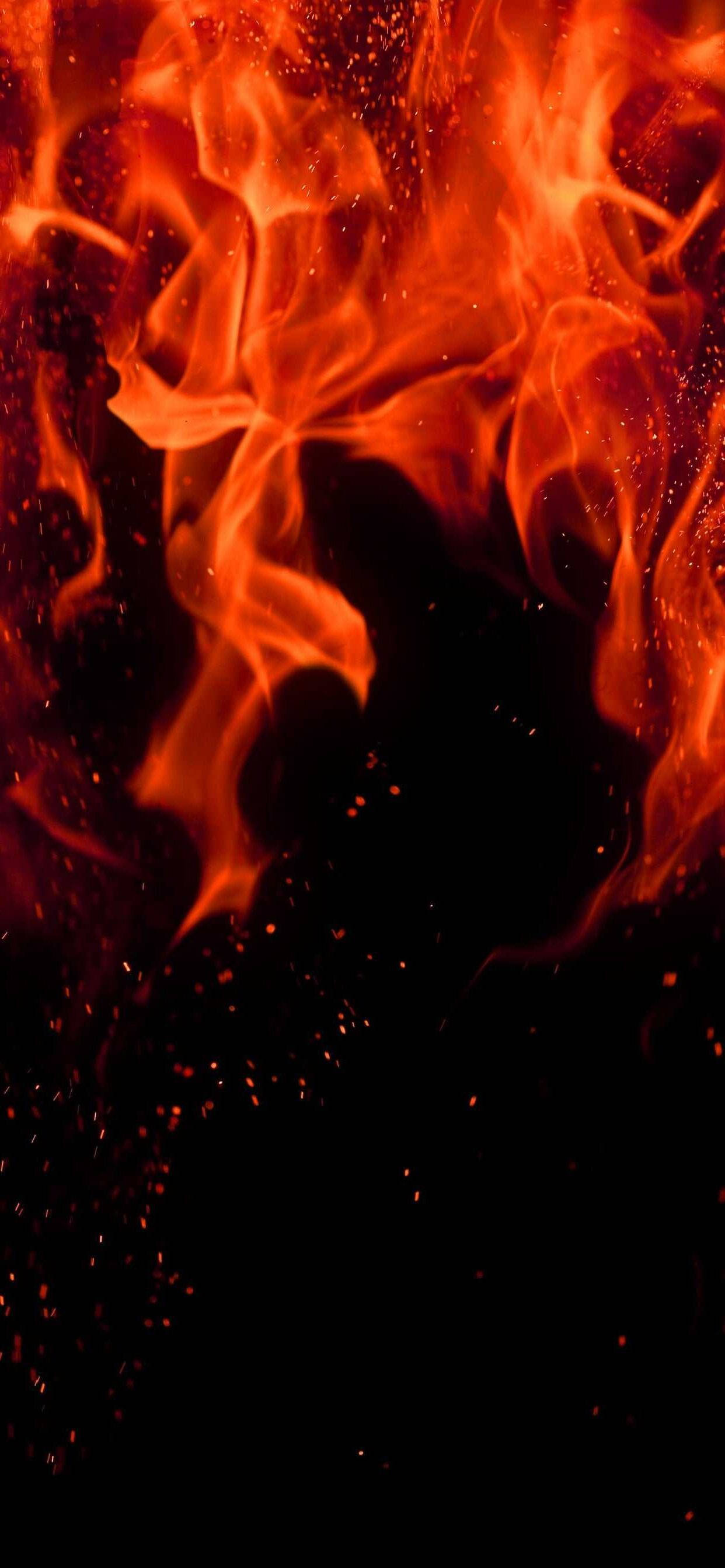 iPhone, Fire, orange, 2K Phone Wallpaper