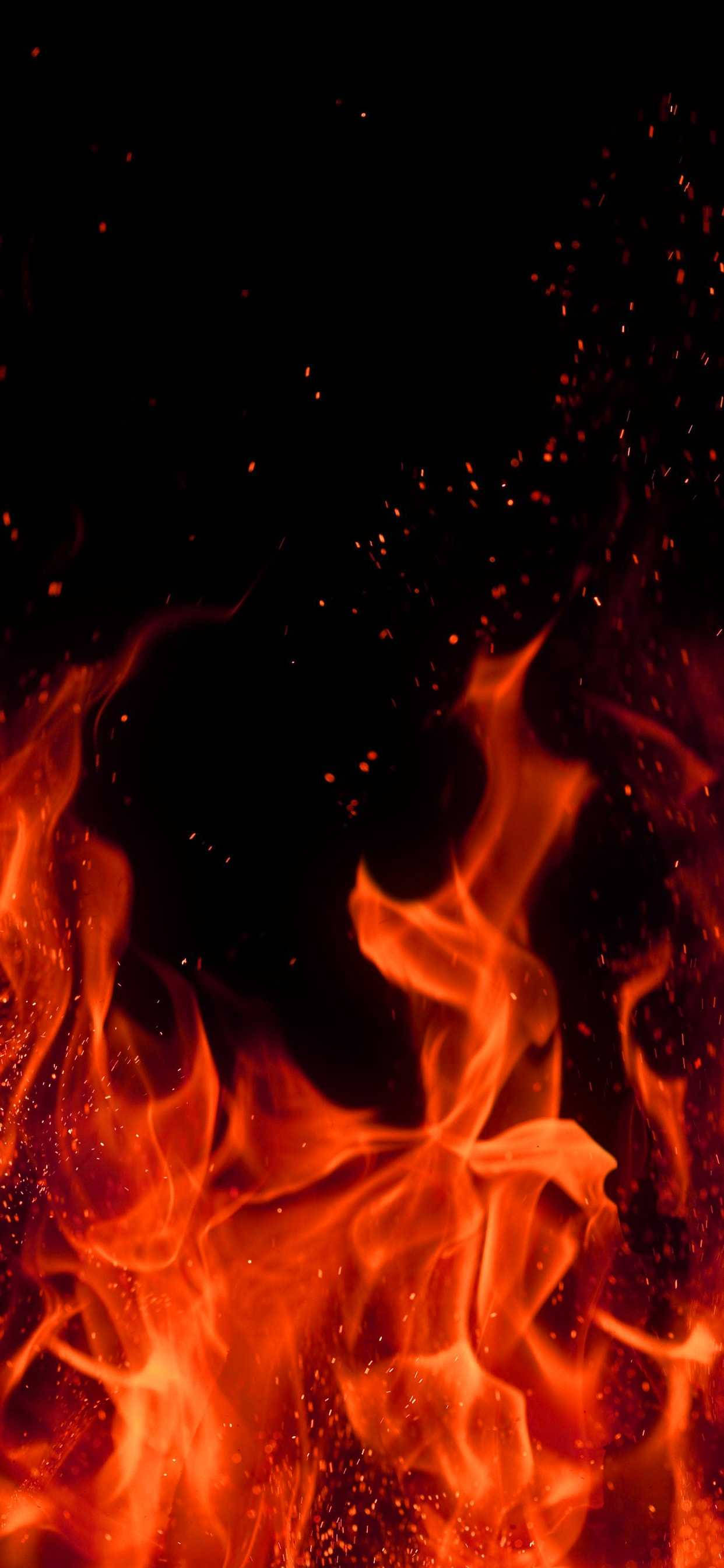 iPhone Fire, red, black, 2K Phone Wallpaper