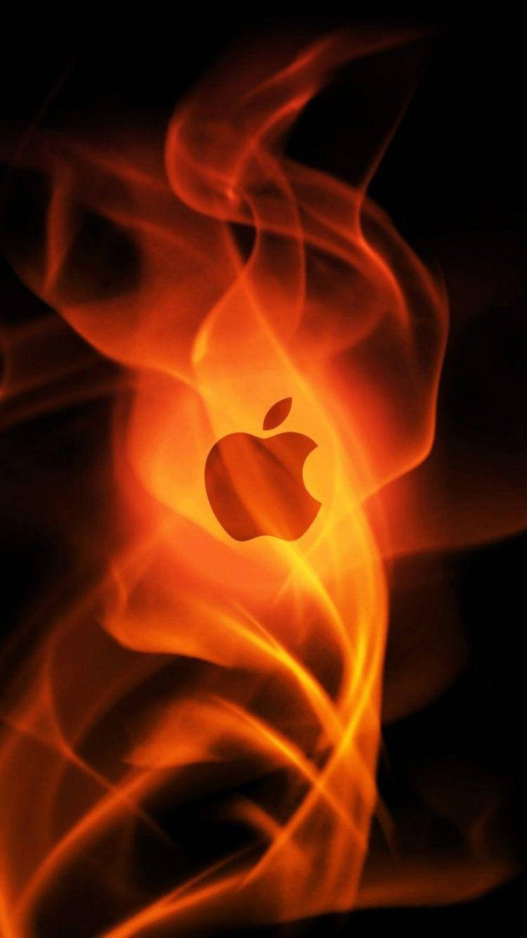 iPhone Fire, apple logo, orange flames, HD Phone Wallpaper