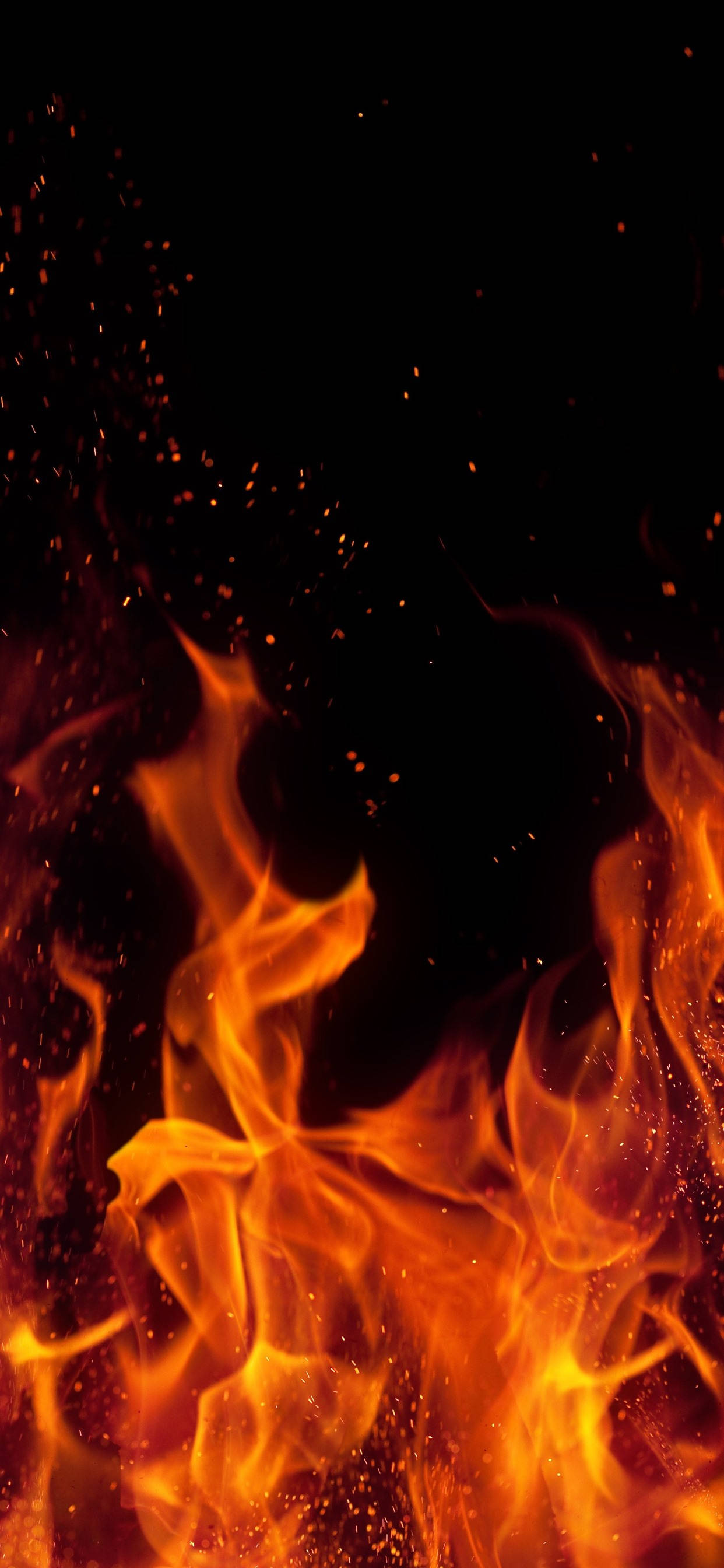 iPhone, black, fire, 2K Phone Wallpaper