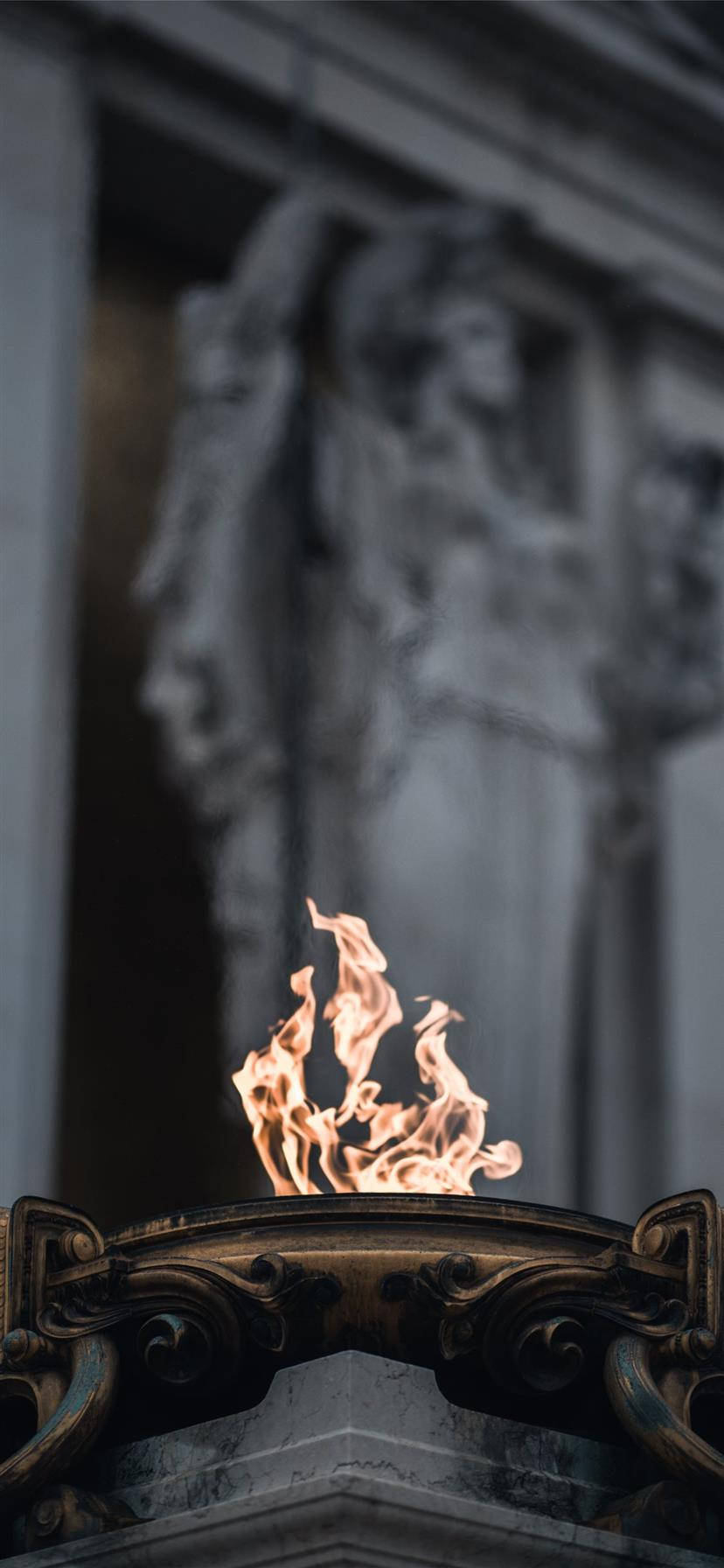 iPhone Fire, flame, bronze brazier, HD Phone Wallpaper