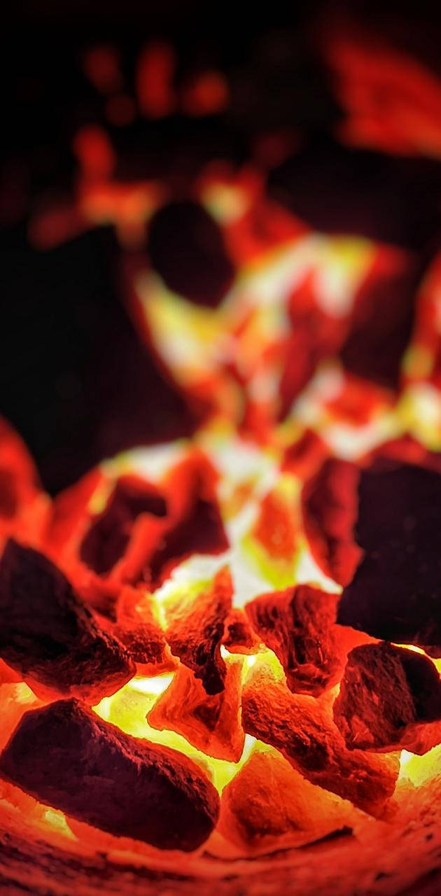 iPhone Fire, charcoal grill, glowing embers, HD Phone Wallpaper