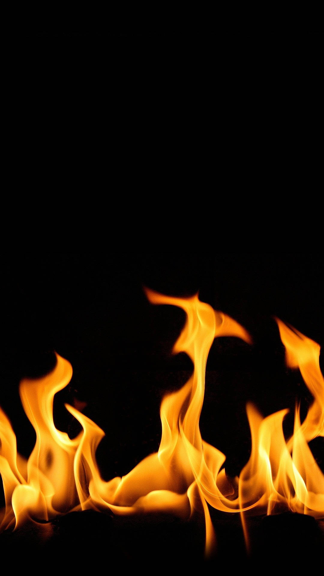 iPhone Fire, black background, orange flames, Full HD Phone Wallpaper