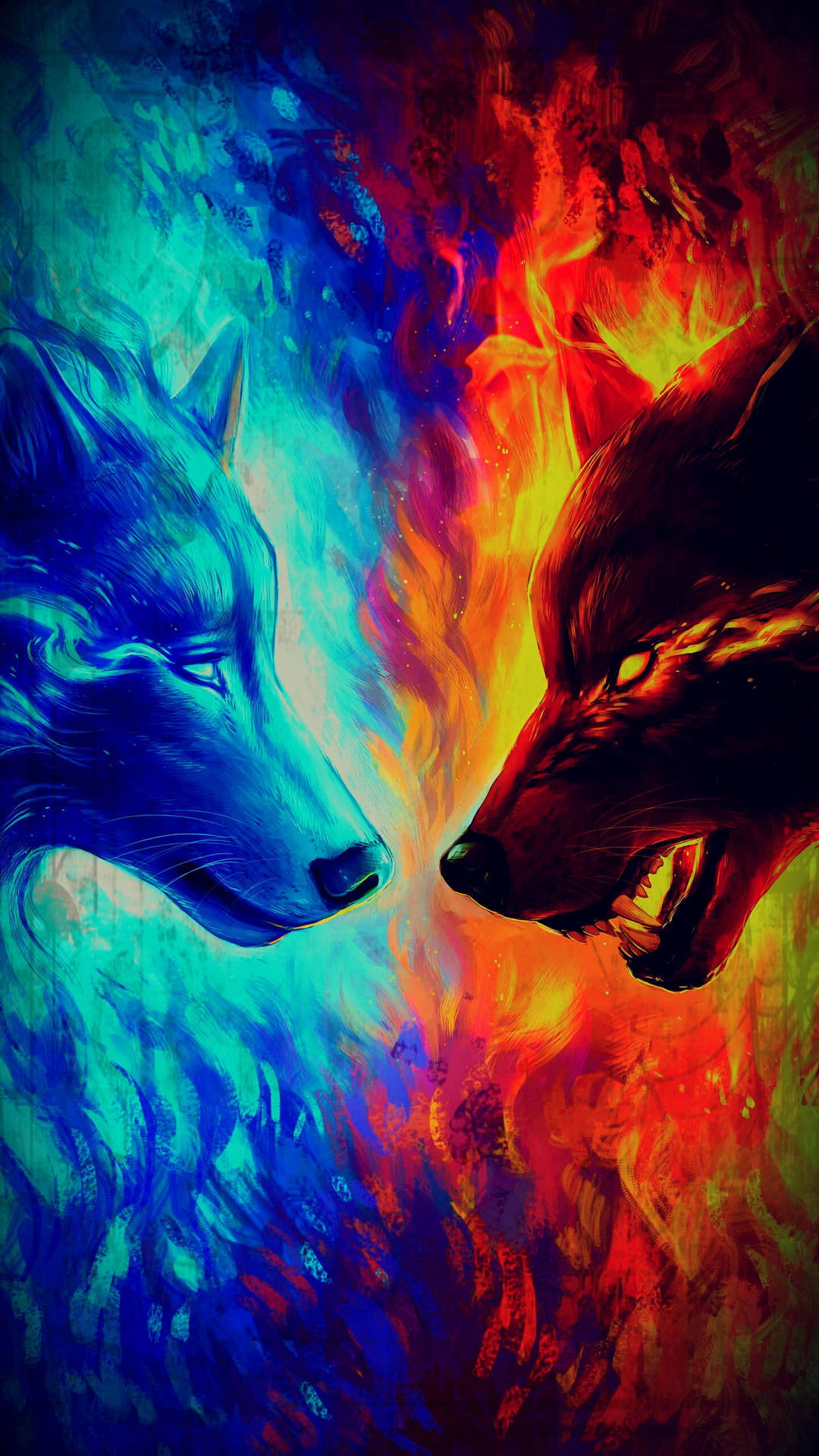 iPhone Fire, red, blue, Full HD Phone Wallpaper