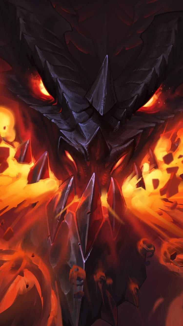 iPhone Fire, dragon, glowing red eyes, HD Phone Wallpaper