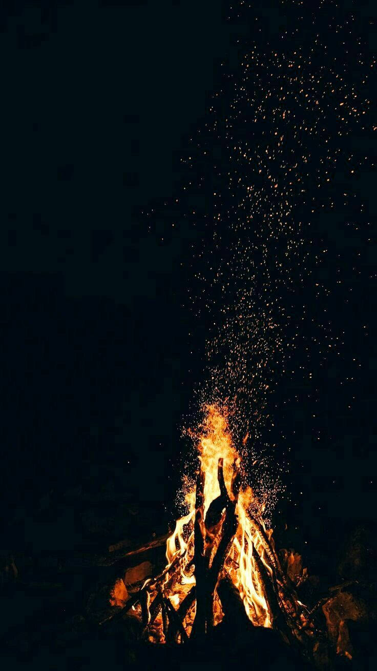 iPhone Fire, campfire, orange sparks, HD Phone Wallpaper