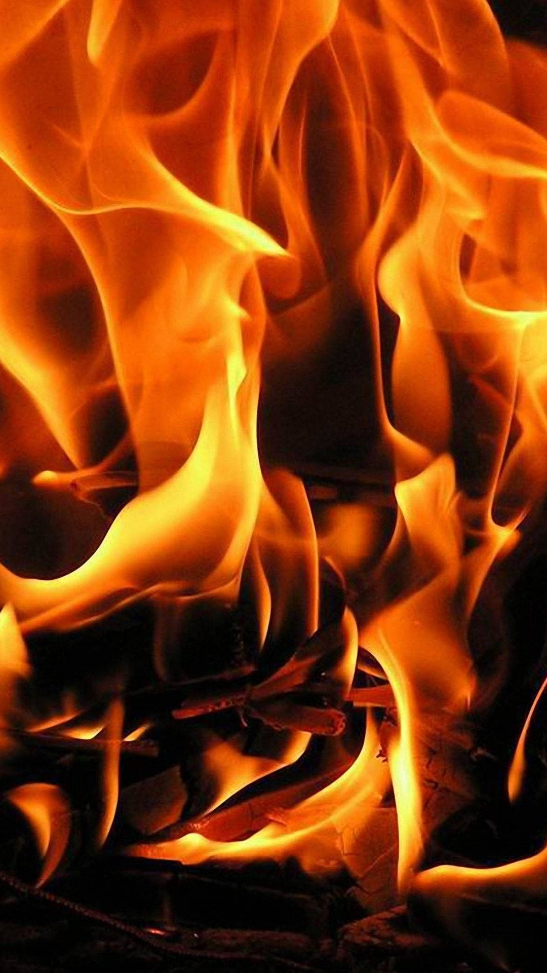 iPhone Fire, orange flame, yellow flames, Full HD Phone Wallpaper