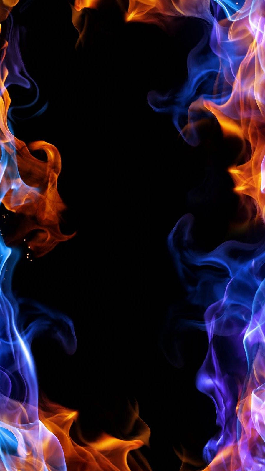 iPhone Fire, orange, blue, HD Phone Wallpaper