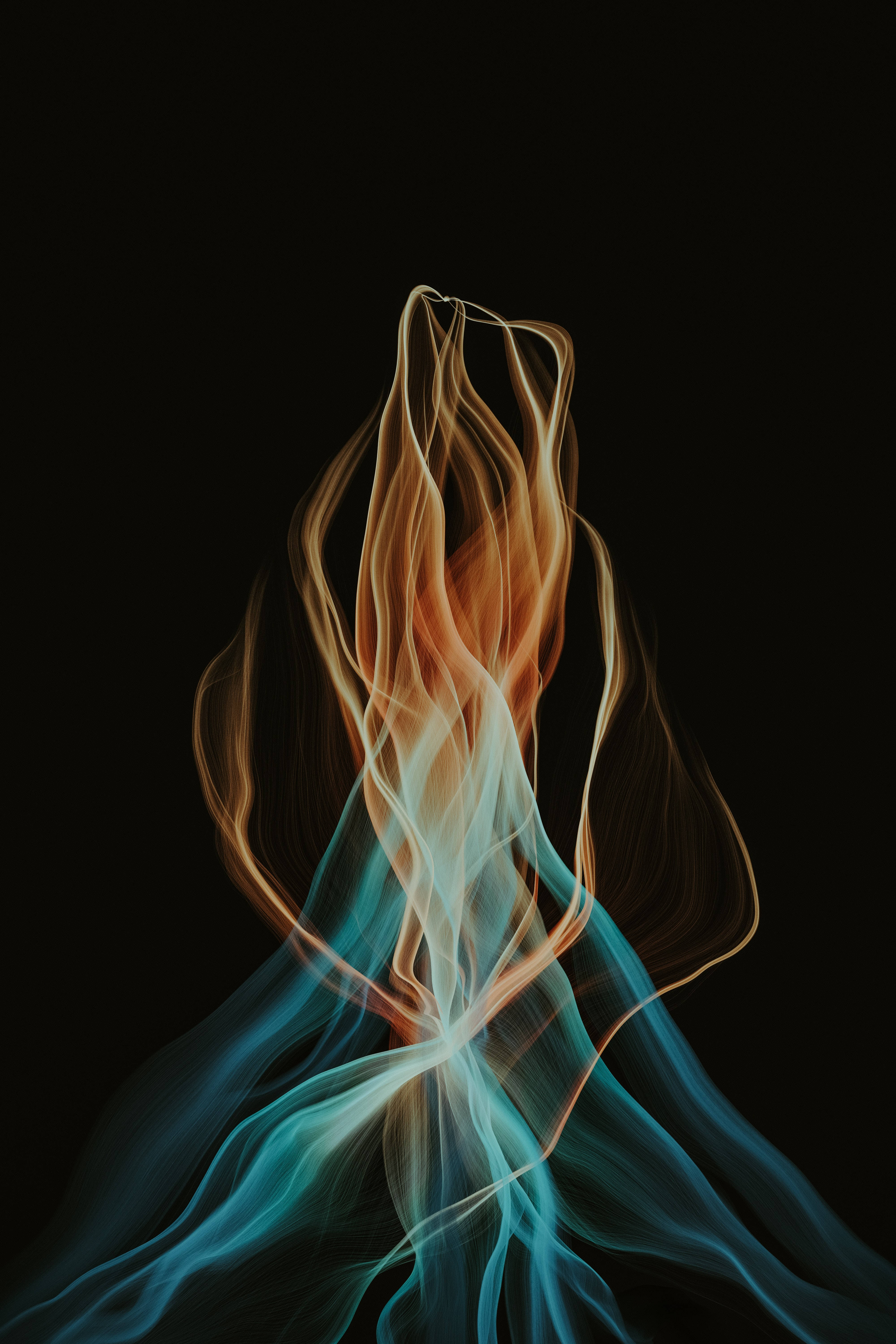 iPhone Fire, orange, teal, 5K Phone Wallpaper