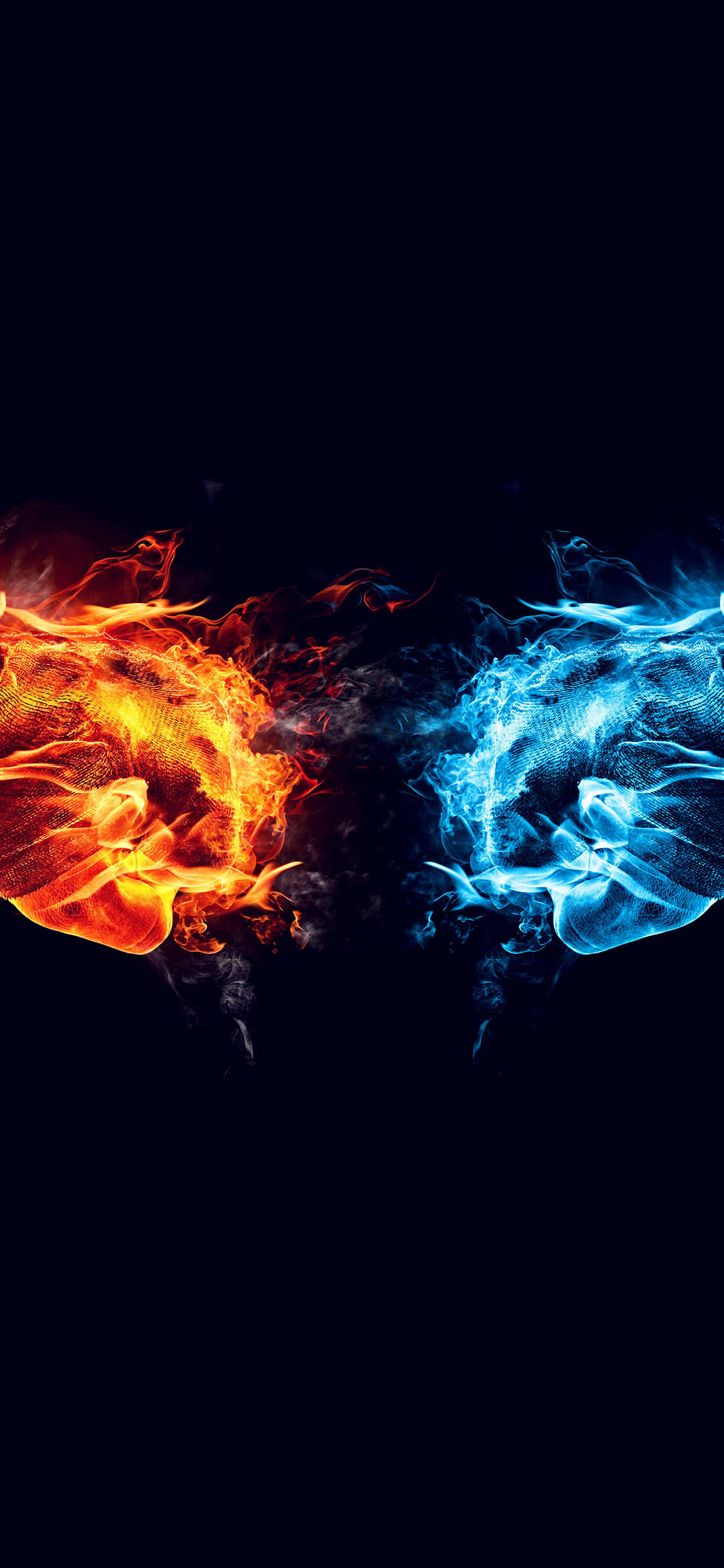 iPhone Fire, red and blue fist, fiery orange, Full HD Phone Wallpaper