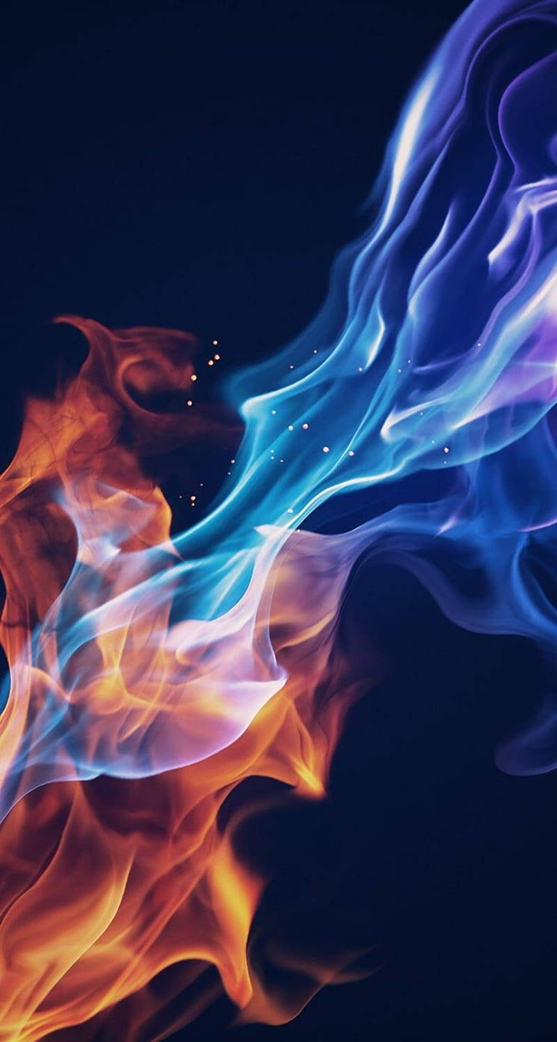 iPhone Fire, orange, blue fire, HD Phone Wallpaper