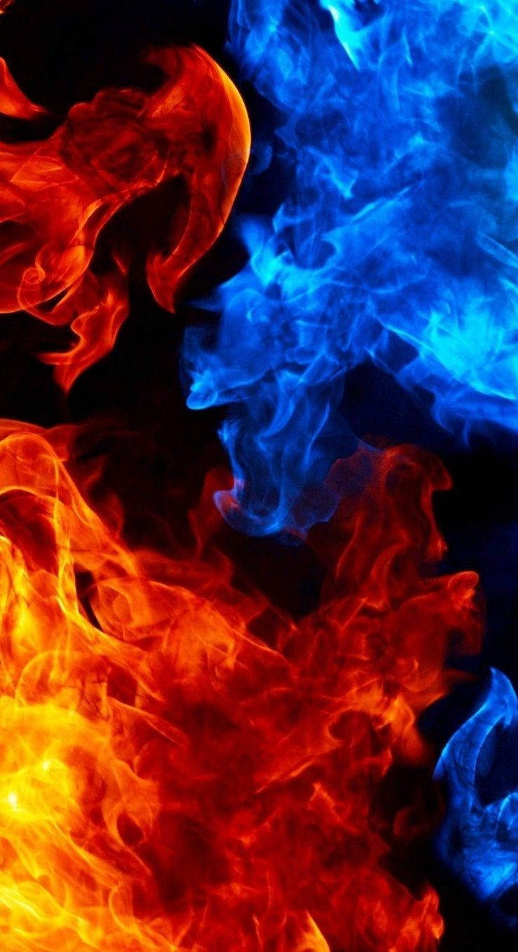 iPhone Fire, orange, blue, HD Phone Wallpaper