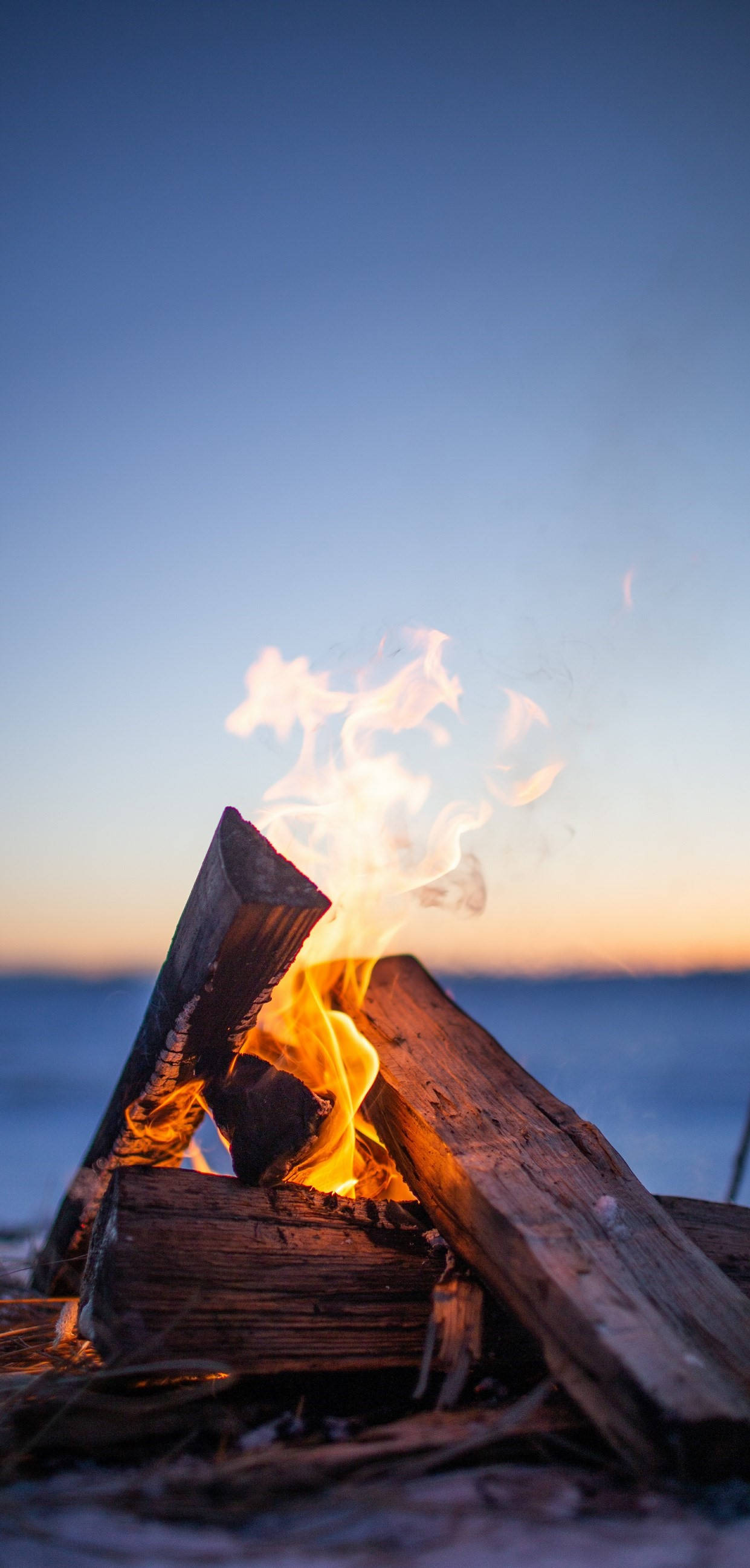 iPhone Fire, campfire, beach, 2K Phone Wallpaper