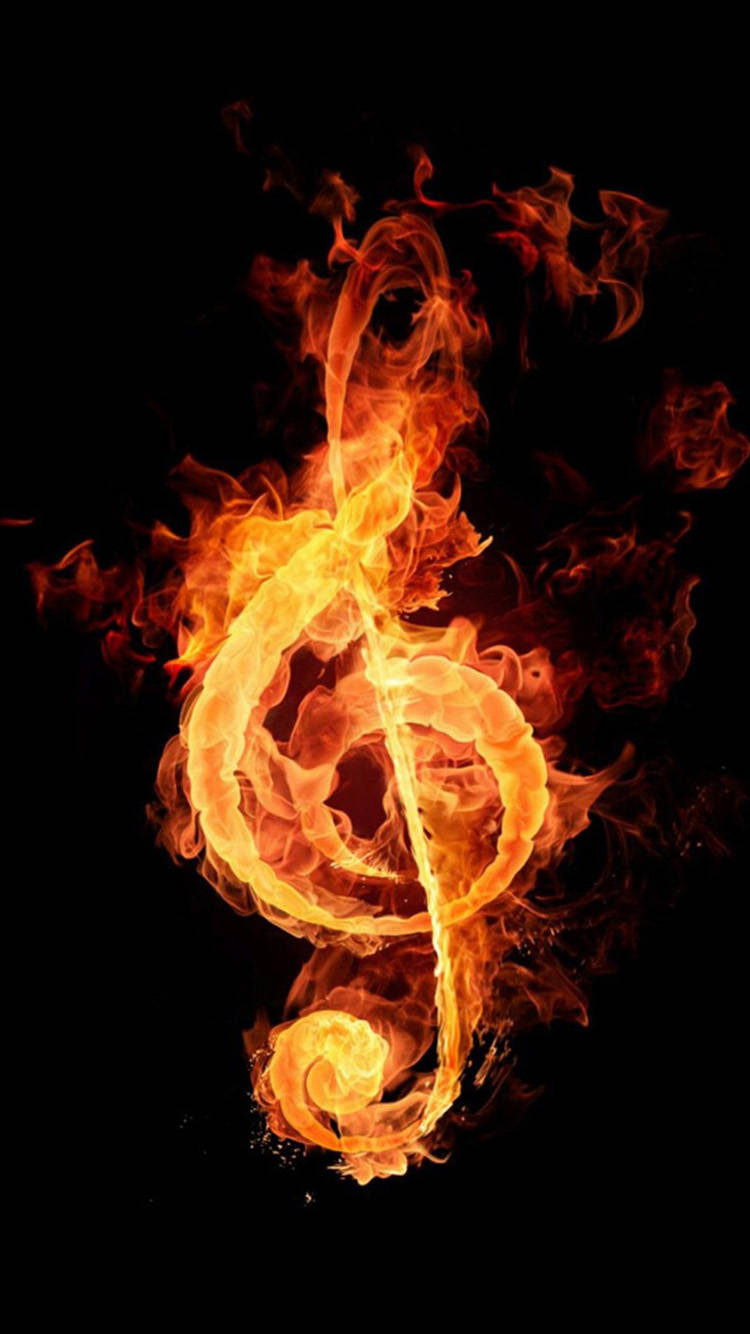iPhone Fire, treble clef, orange flames, HD Phone Wallpaper