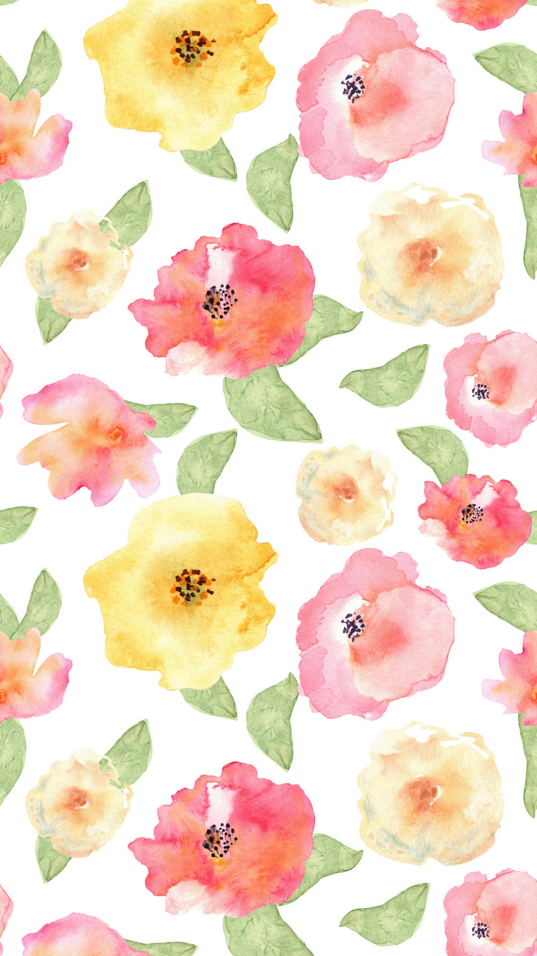 pastel coloured floral iphone, pink, yellow, Full HD Phone Wallpaper