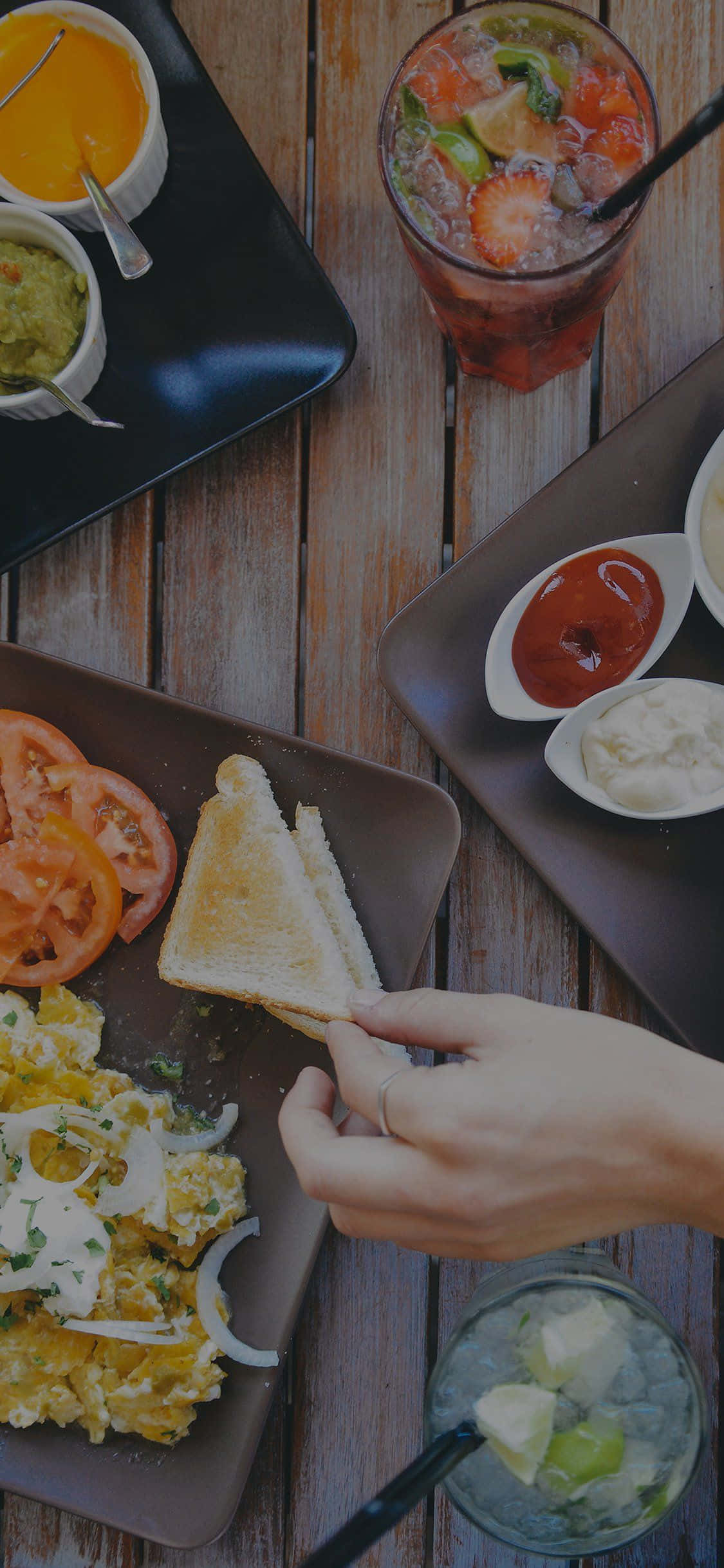 iPhone Food, toasted sandwich, scrambled eggs, Full HD Phone Wallpaper