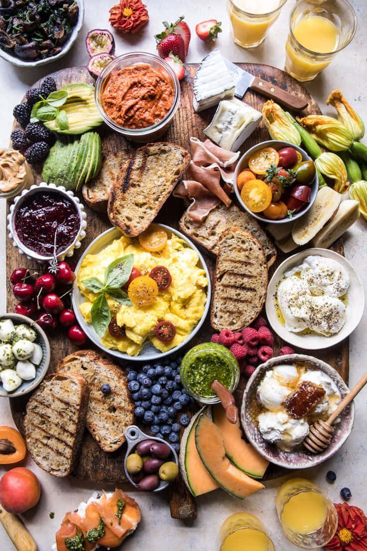 iPhone, breakfast foods, scrambled eggs, SD Phone Wallpaper