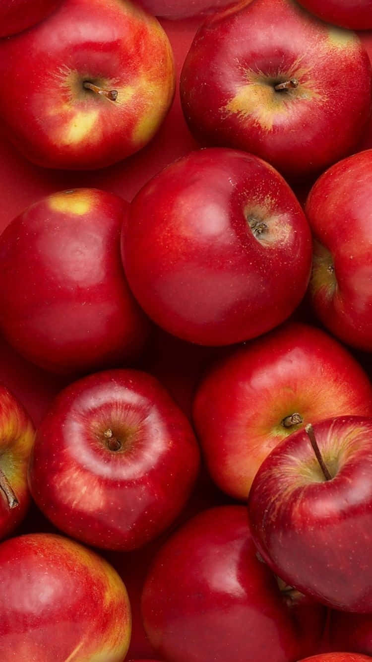 iPhone Food, glossy red apples, yellow blushes, HD Phone Wallpaper