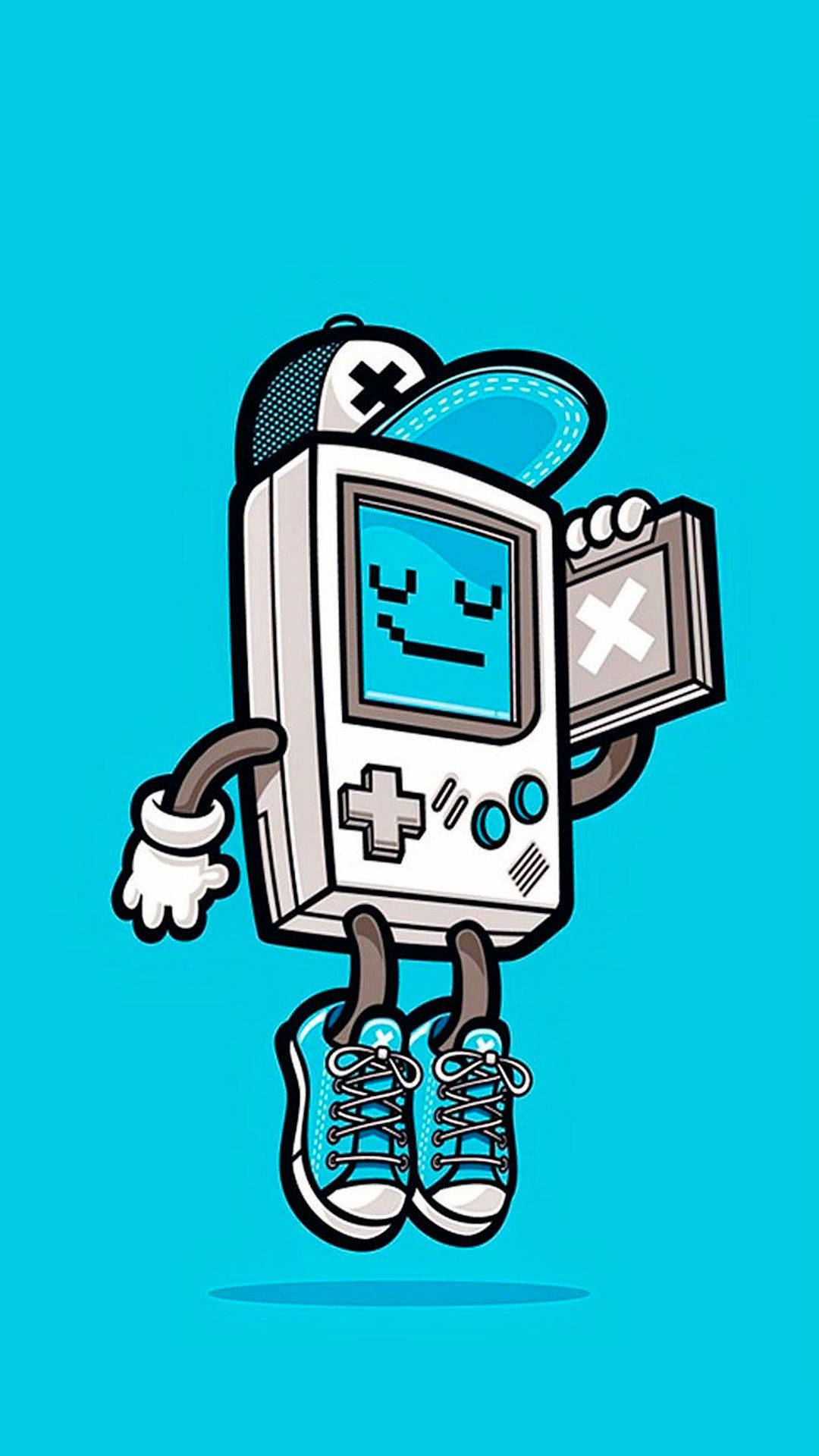 iPhone Gaming, white device, cartoon game boy, Full HD Phone Wallpaper