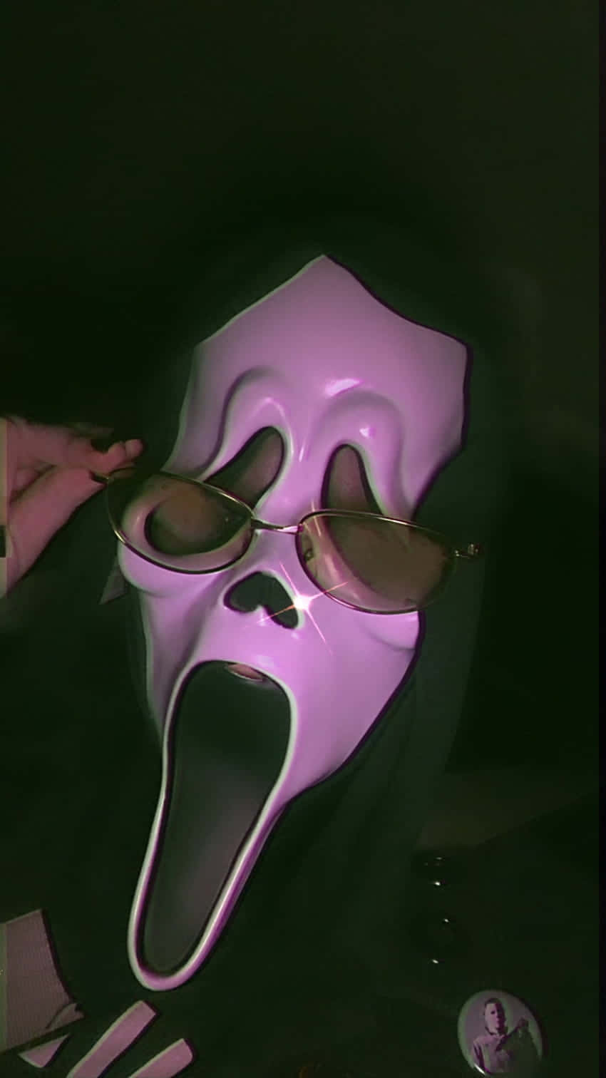 Ghostface mask, gold-rimmed sunglasses, pink Ghostface mask, HD Phone Wallpaper