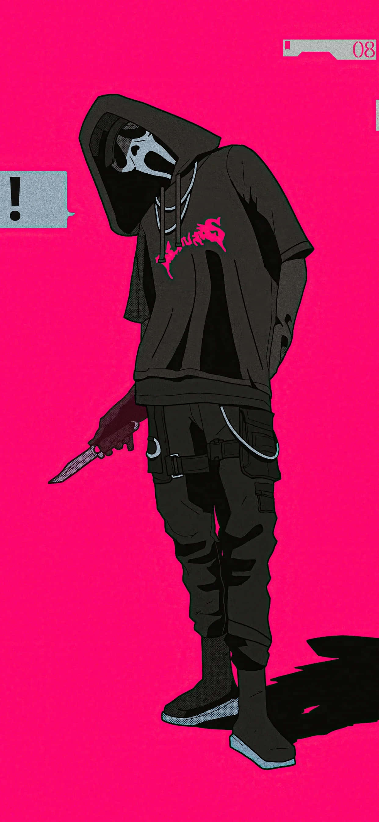 Ghostface, anime character, dark hoodie, 2K Phone Wallpaper