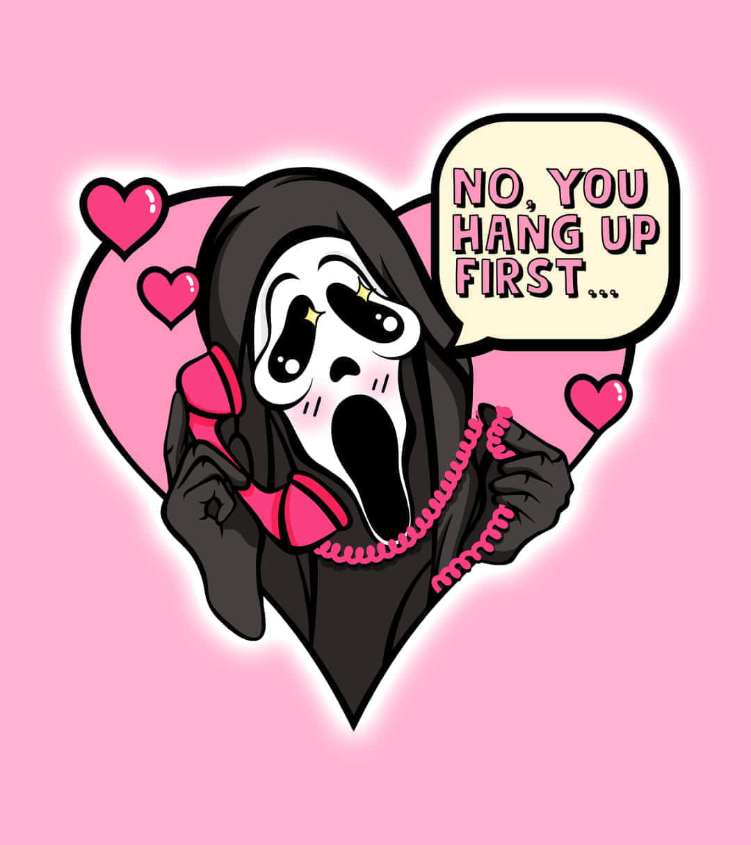 Ghostface, pink phone, heart-shaped pink background, SD Phone Wallpaper