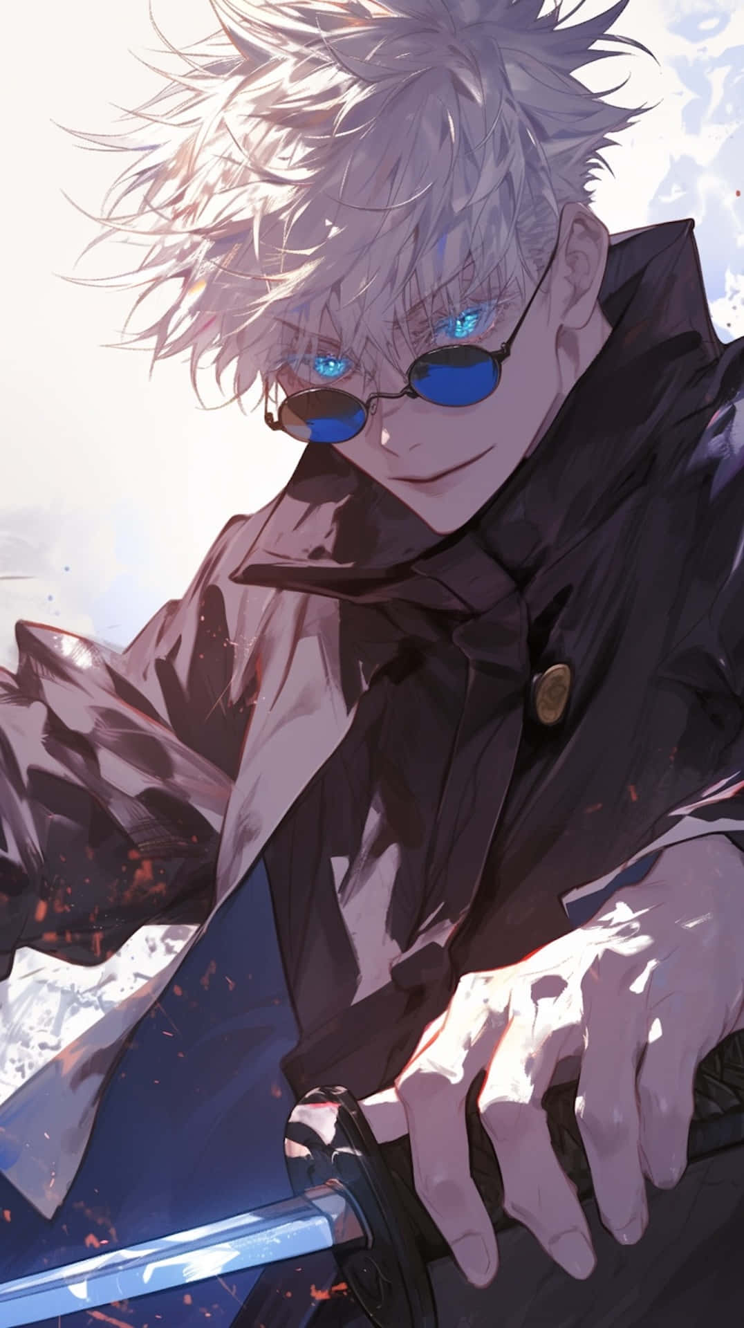 Gojo Satoru, spiky-haired, blue eyes, Full HD Phone Wallpaper