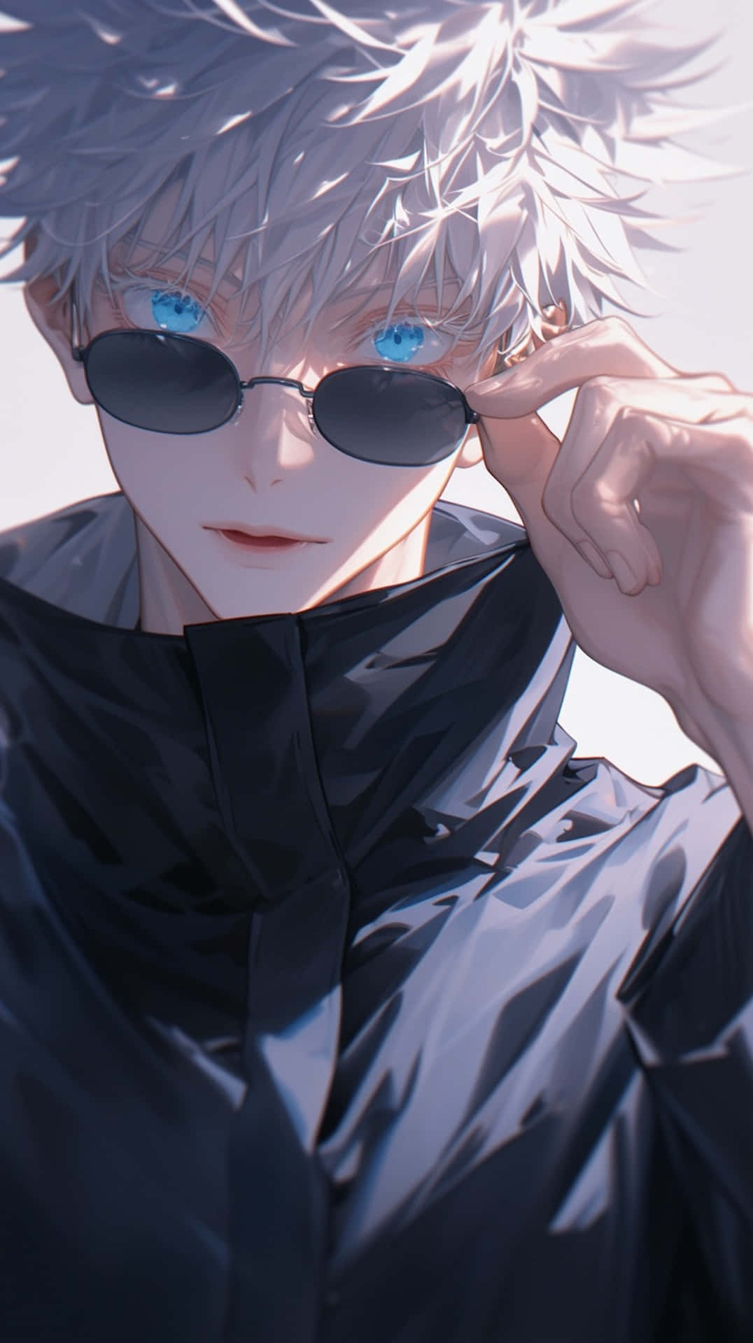 Gojo Satoru, silver hair, bright blue eyes, Full HD Phone Wallpaper