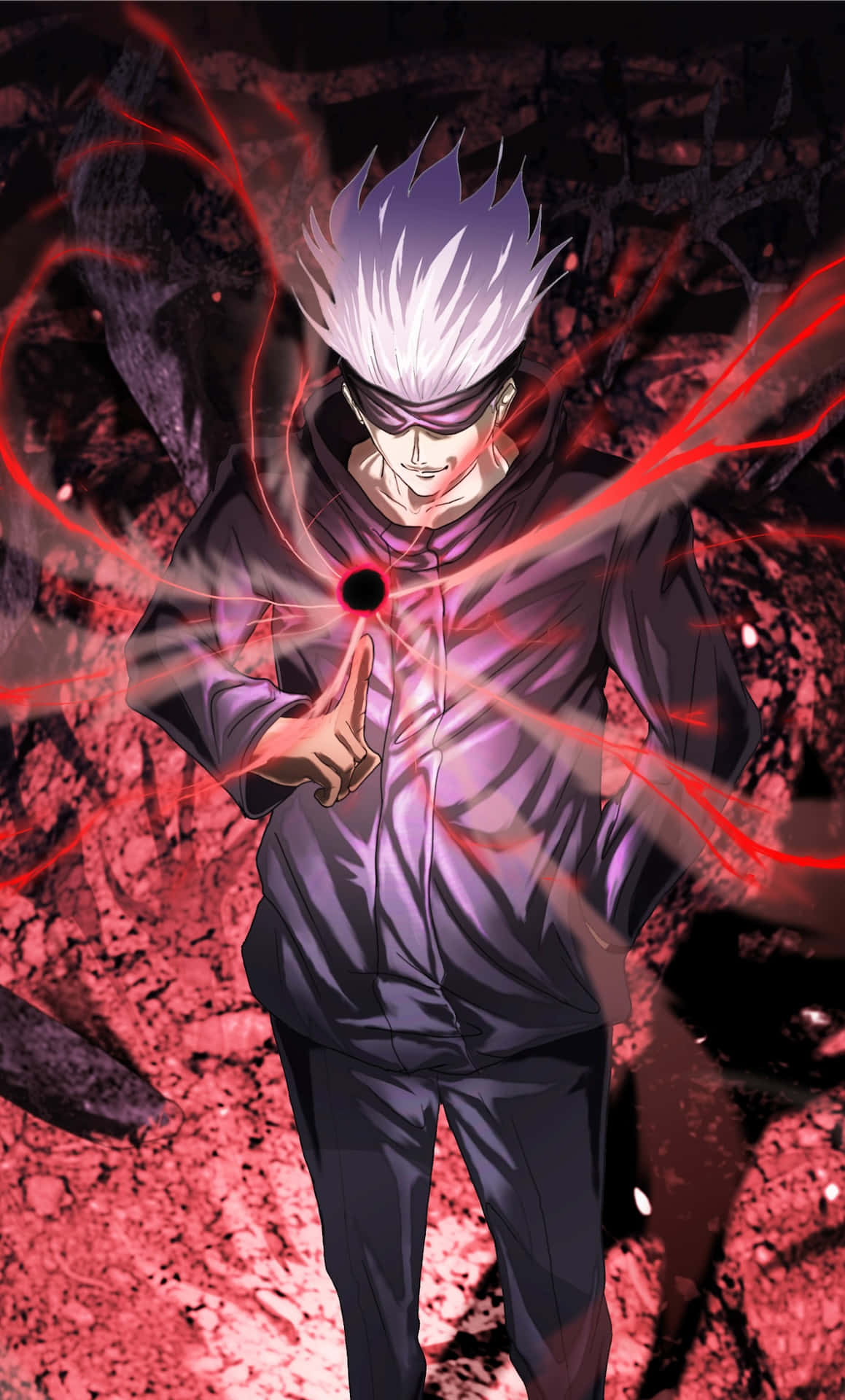Gojo Satoru, spiky-haired anime character, dark hoodie, Full HD Phone Wallpaper