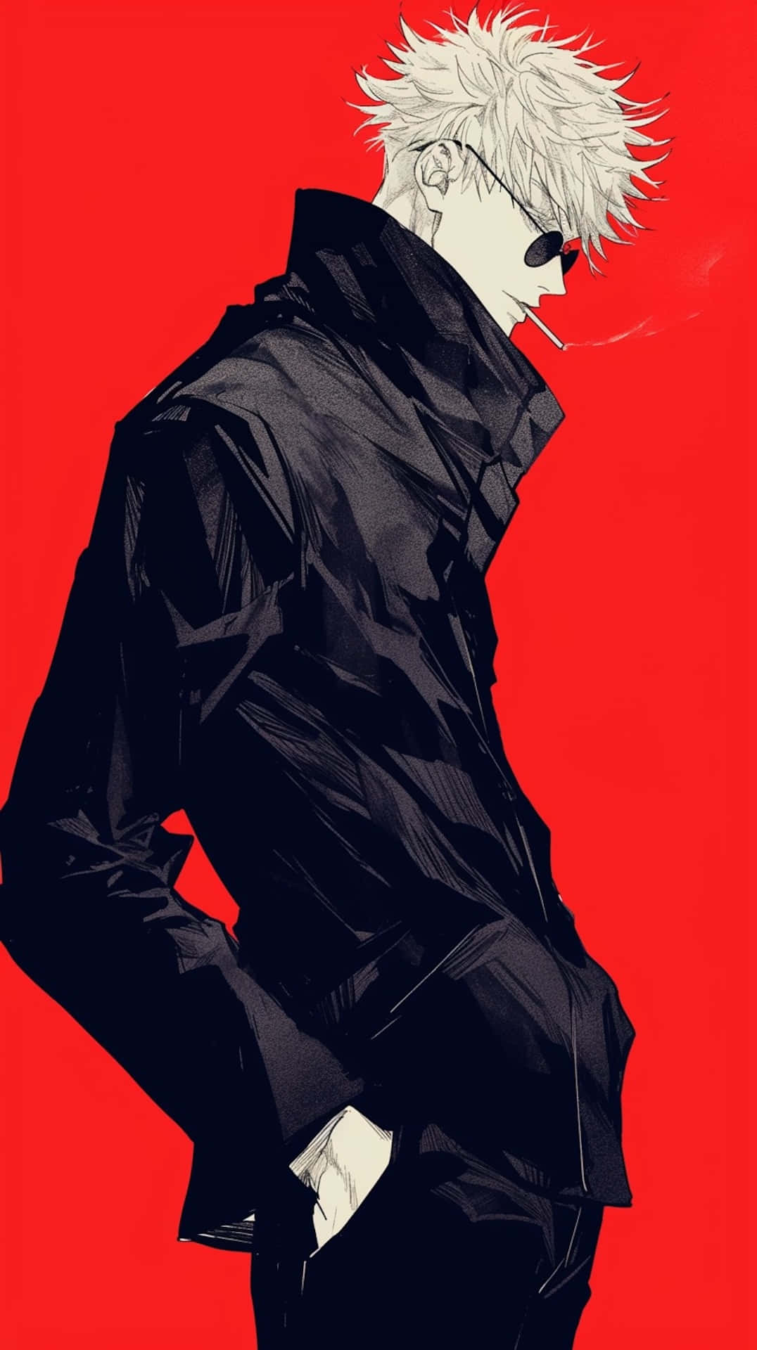 Gojo Satoru, spiky-haired anime man, black coat, Full HD Phone Wallpaper