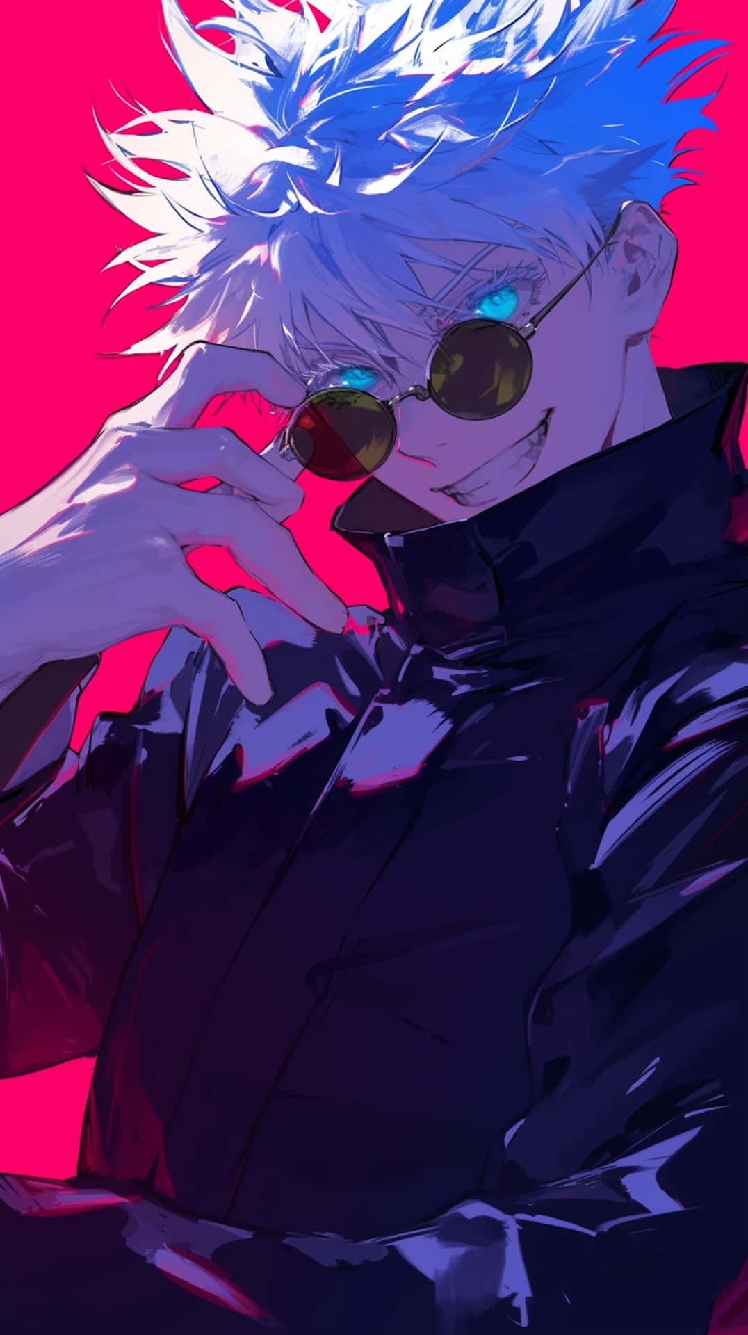 Gojo Satoru, spiky-haired, glowing blue eyes, Full HD Phone Wallpaper