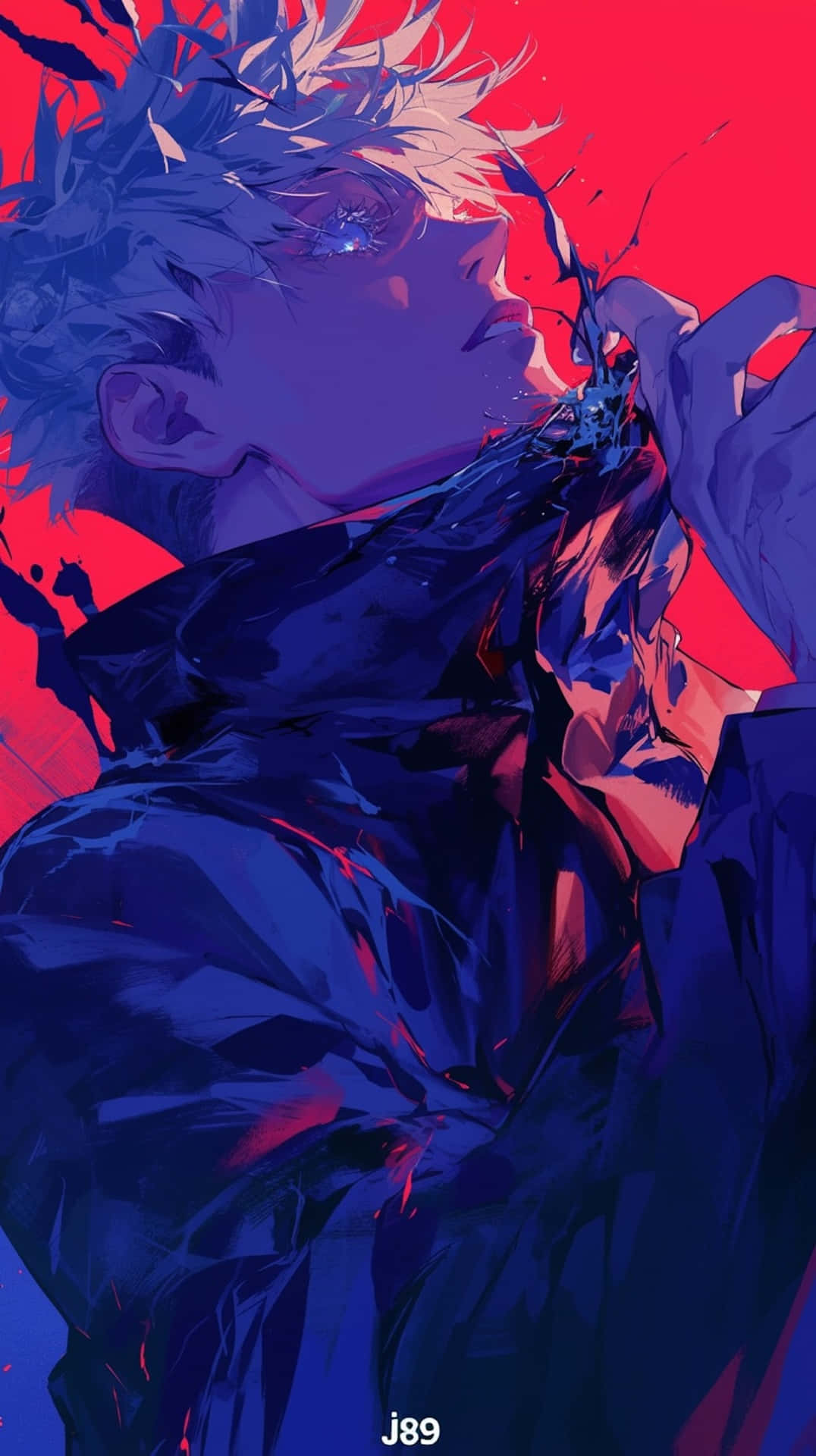 Gojo Satoru, anime character, spiky hair, Full HD Phone Wallpaper